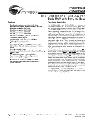 CY7C024-25AI Datasheet PDF Cypress Semiconductor