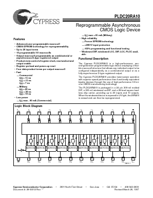 PLDC20RA10 Datasheet PDF Cypress Semiconductor