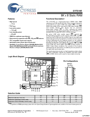 CY7C185-35SC Datasheet PDF Cypress Semiconductor