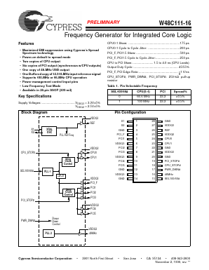 W48C111-16 Datasheet PDF Cypress Semiconductor