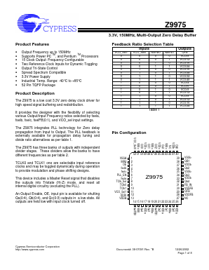 Z9975 Datasheet PDF Cypress Semiconductor