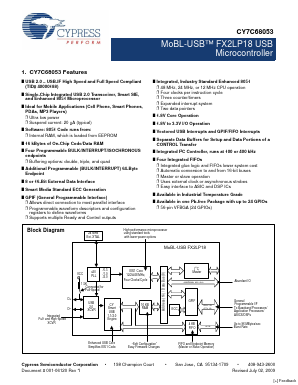 CY7C68053-56BAXI Datasheet PDF Cypress Semiconductor