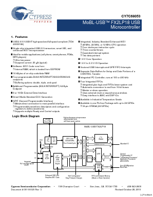 CY7C68053-56BAXI Datasheet PDF Cypress Semiconductor