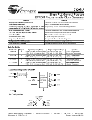 CY2071AI Datasheet PDF Cypress Semiconductor