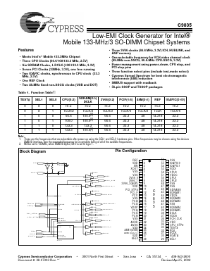 C9835CTT Datasheet PDF Cypress Semiconductor