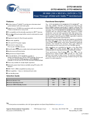 CY7C1463AV33 Datasheet PDF Cypress Semiconductor