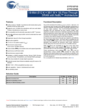 CY7C1373D-133AXI Datasheet PDF Cypress Semiconductor