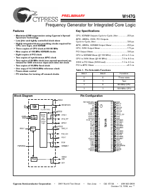 W147 Datasheet PDF Cypress Semiconductor