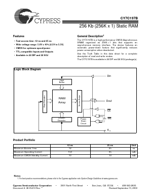 CY7C197B Datasheet PDF Cypress Semiconductor