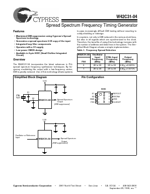 W42C31-04 Datasheet PDF Cypress Semiconductor