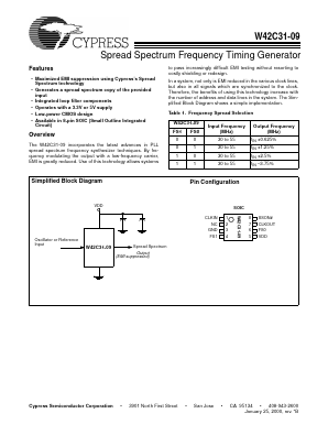 W42C31-09 Datasheet PDF Cypress Semiconductor