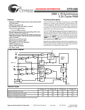 CY7C1325 Datasheet PDF Cypress Semiconductor