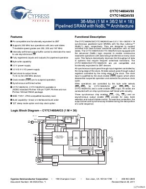 CY7C1462AV33 Datasheet PDF Cypress Semiconductor