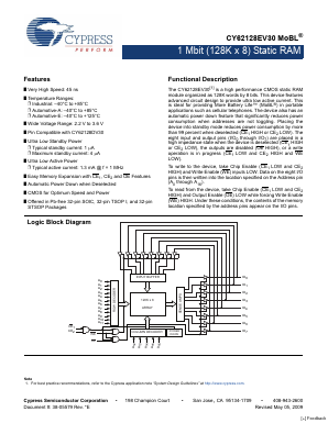 CY62128EV30LL-45SXI Datasheet PDF Cypress Semiconductor