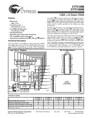 CY7C1009B Datasheet PDF Cypress Semiconductor