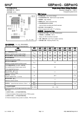 GBP301G Datasheet PDF Rugao Dachang Electronics Co., Ltd