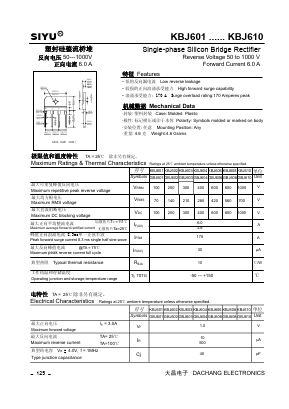 GBJ601 Datasheet PDF Rugao Dachang Electronics Co., Ltd