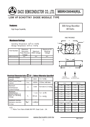 MBRH30040L Datasheet PDF DACO SEMICONDUCTOR CO.,LTD.