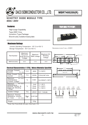 MBRT400200 Datasheet PDF DACO SEMICONDUCTOR CO.,LTD.