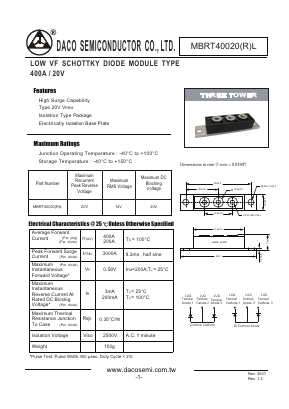 MBRT40020L Datasheet PDF DACO SEMICONDUCTOR CO.,LTD.