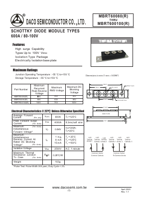 MBRT60080 Datasheet PDF DACO SEMICONDUCTOR CO.,LTD.