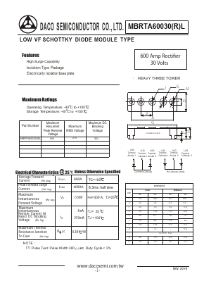 MBRTA60030L Datasheet PDF DACO SEMICONDUCTOR CO.,LTD.