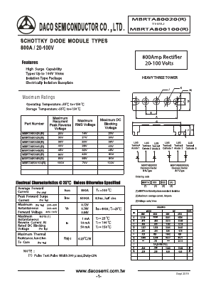 MBRTA80080R Datasheet PDF DACO SEMICONDUCTOR CO.,LTD.