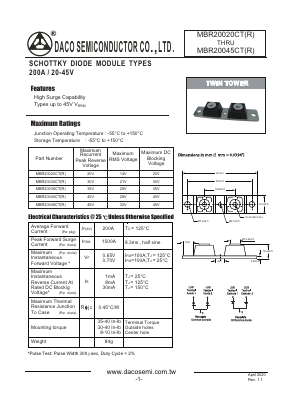 MBR20040CTR Datasheet PDF DACO SEMICONDUCTOR CO.,LTD.