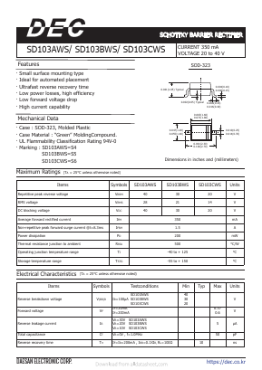 SD103BWS Datasheet PDF Daesan Electronics Corp.