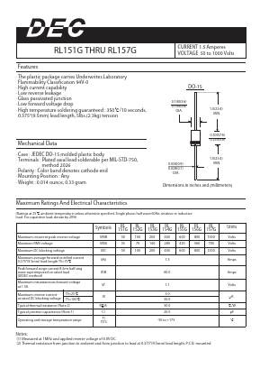 RL157G Datasheet PDF Daesan Electronics Corp.