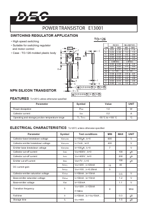 E13001/TO-126 Datasheet PDF Daesan Electronics Corp.