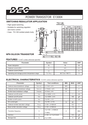 E13004_TO-126 Datasheet PDF Daesan Electronics Corp.