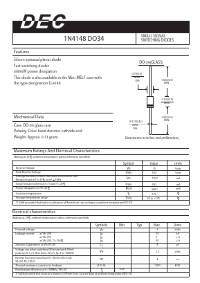 1N4148DO34 Datasheet PDF Daesan Electronics Corp.