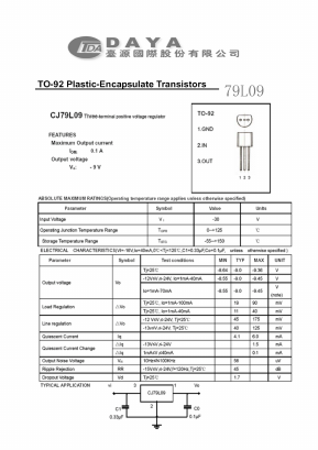 79L09 Datasheet PDF Daya Electric Group Co., Ltd.