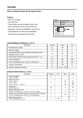 1N4148W Datasheet PDF Daya Electric Group Co., Ltd.