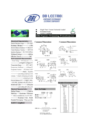 3386T Datasheet PDF DB Lectro Inc