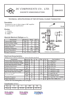 2SA1015 Datasheet PDF DC COMPONENTS