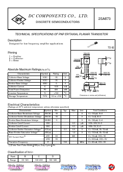 2SA673 Datasheet PDF DC COMPONENTS