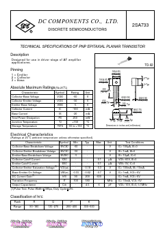 2SA733 Datasheet PDF DC COMPONENTS