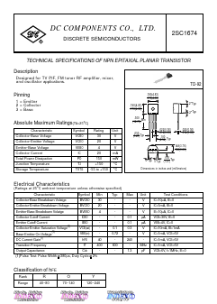 2SC1674 Datasheet PDF DC COMPONENTS