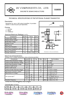 SS8550 Datasheet PDF DC COMPONENTS