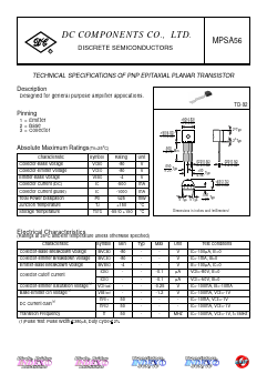 MPSA56 Datasheet PDF DC COMPONENTS