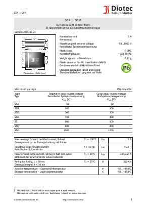 S5A Datasheet PDF DIOTEC Electronics Corporation