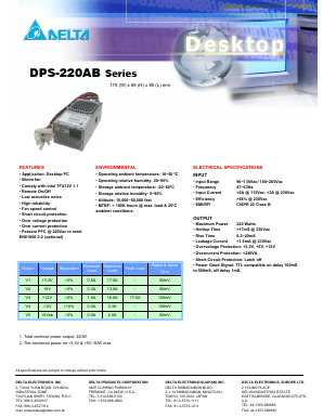DPS-220AB Datasheet PDF Delta Electronics, Inc.