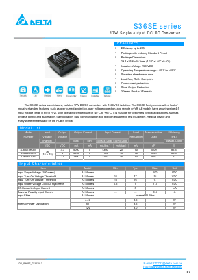 S36SE12003PKG Datasheet PDF Delta Electronics, Inc.