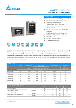 AA60S4800D Datasheet PDF Delta Electronics, Inc.