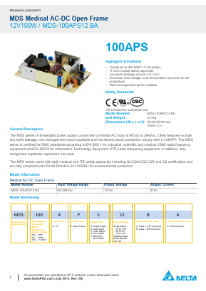 MDS-100APS12BA Datasheet PDF Delta Electronics, Inc.