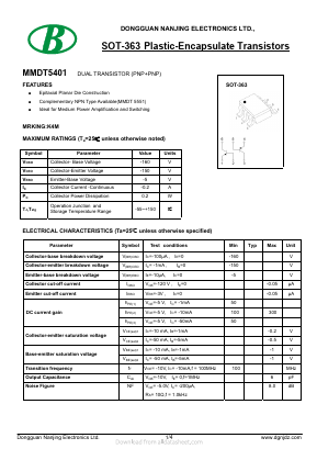 MMDT5401 Datasheet PDF Nanjing International Group Co