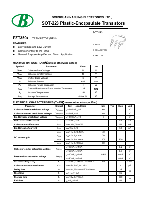 PZT3904 Datasheet PDF Nanjing International Group Co