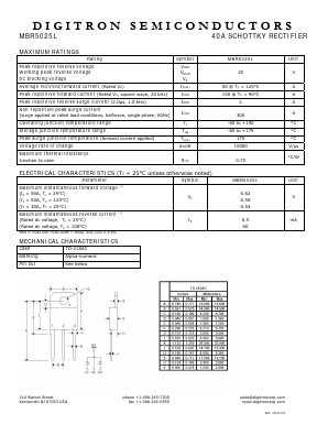 MBR5025L Datasheet PDF Digitron Semiconductors